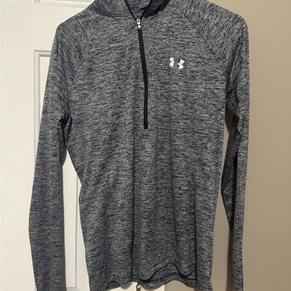 Under Armour HeatGear Women's Heather Gray/black Long Sleeve Half-Zip Top - Picture 8 of 8